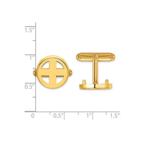 14 mm 14k Yellow Gold coin bezel cuff links for Chinese ¥10 Panda — size reference (ruler)