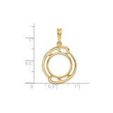 14 mm 14k Yellow Gold coin bezel for Chinese ¥10 Panda — size reference (ruler)