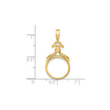 14 mm 14k Yellow Gold coin bezel for Chinese ¥10 Panda — size reference (ruler)