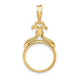 14 mm 14k Yellow Gold coin bezel for Chinese ¥10 Panda
