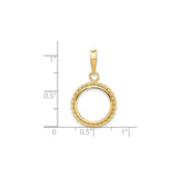 14 mm 14k Yellow Gold coin bezel for Chinese ¥10 Panda — size reference (ruler)