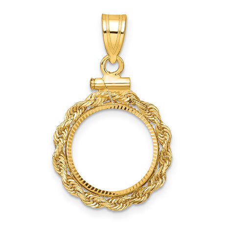 14 mm 10k Yellow Gold coin bezel for Chinese ¥10 Panda
