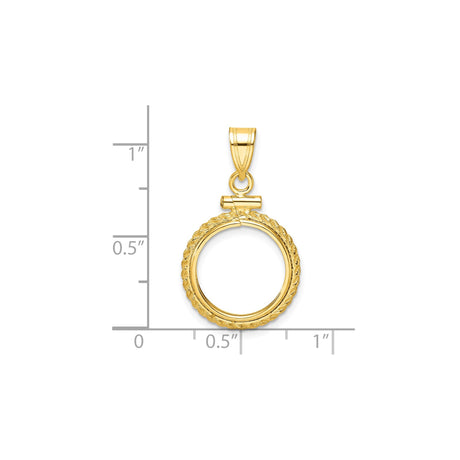 14 mm 14k Yellow Gold coin bezel for Chinese ¥10 Panda — size reference (ruler)