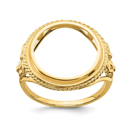 14 mm 14k Yellow Gold coin bezel ring for Chinese ¥10 Panda — additional image