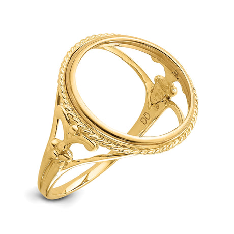 14 mm 14k Yellow Gold coin bezel ring for Chinese ¥10 Panda