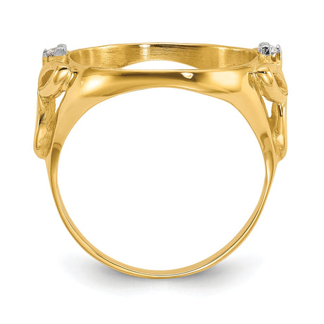 14 mm 14k Yellow Gold coin bezel ring for Chinese ¥10 Panda — alternate view