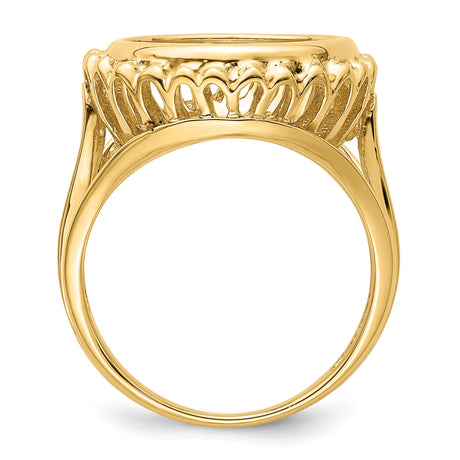 14 mm 14k Yellow Gold coin bezel ring for Chinese ¥10 Panda — alternate view