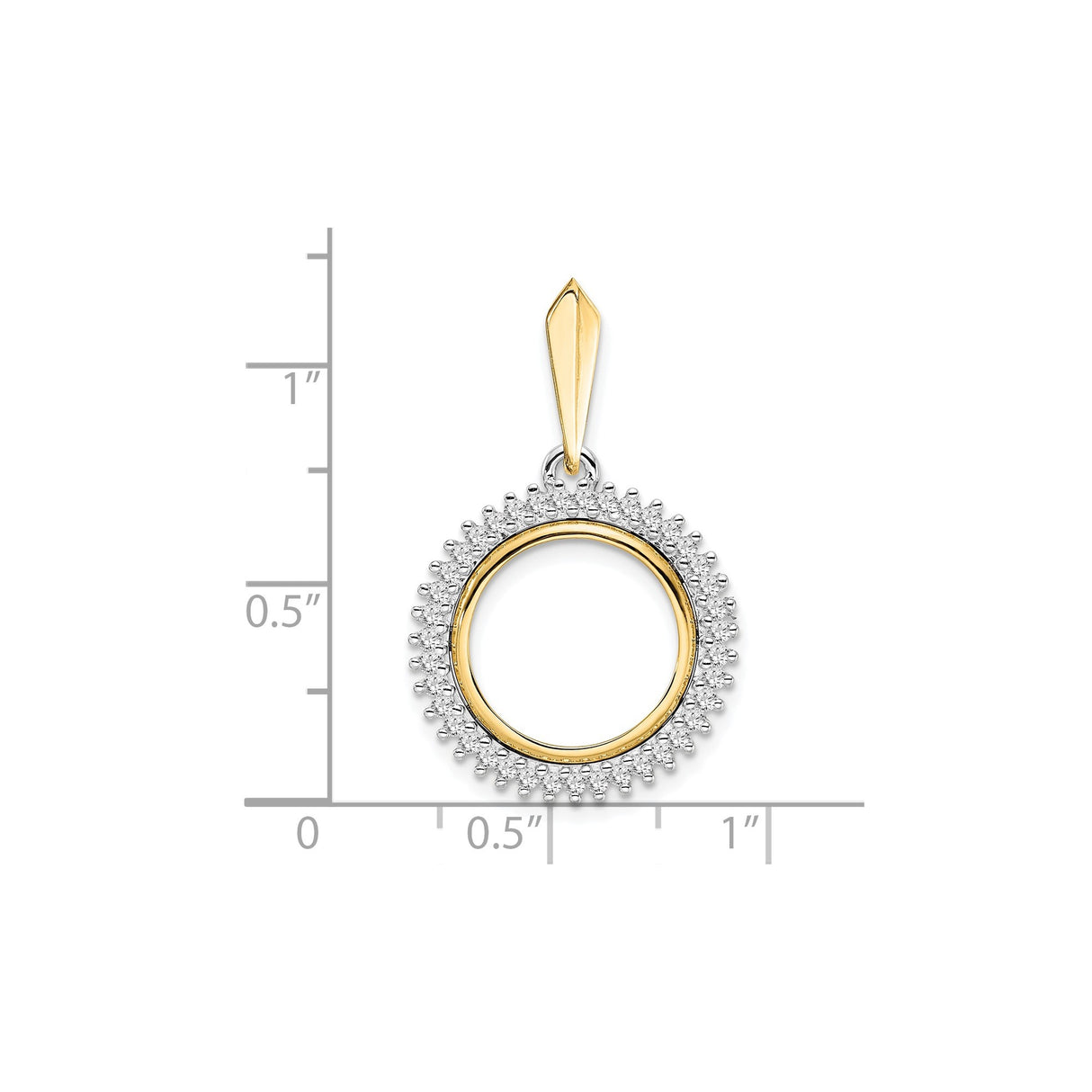 14 mm 14k Multi-Tone Gold coin bezel for Chinese ¥10 Panda — size reference (ruler)