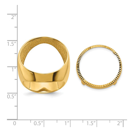 22 mm 14k Yellow Gold coin bezel ring for Chinese ¥50 Panda — size reference (ruler)