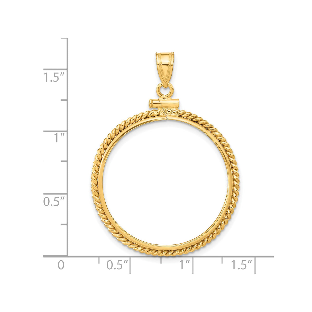 27 mm 14k Yellow Gold coin bezel for Chinese ¥200 Panda — size reference (ruler)