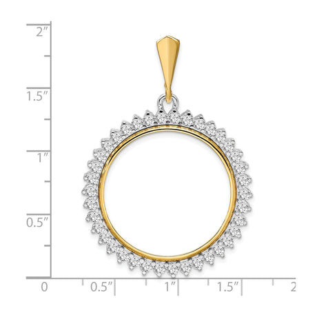 27 mm 14k Multi-Tone Gold coin bezel for Chinese ¥200 Panda — size reference (ruler)