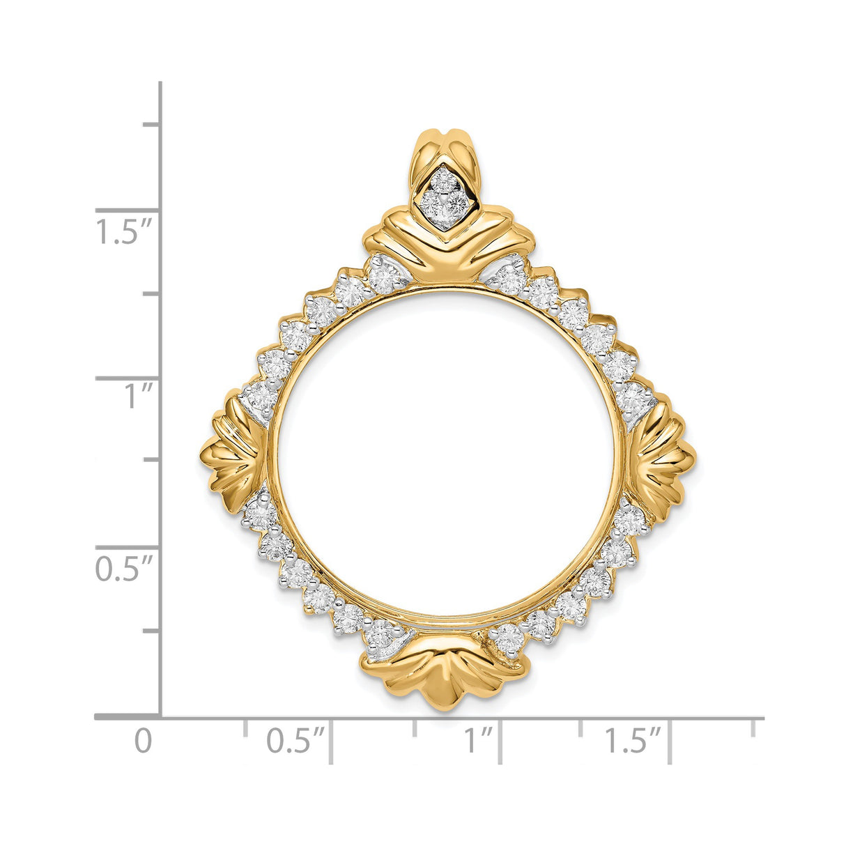 27 mm 14k Yellow Gold coin bezel for Chinese ¥200 Panda — size reference (ruler)