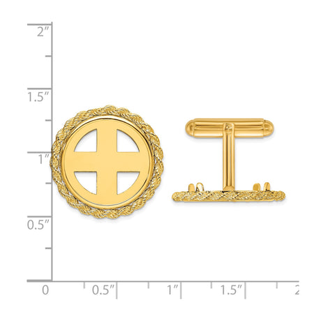18 mm 14k Yellow Gold coin bezel cuff links for Chinese ¥50 Panda — size reference (ruler)