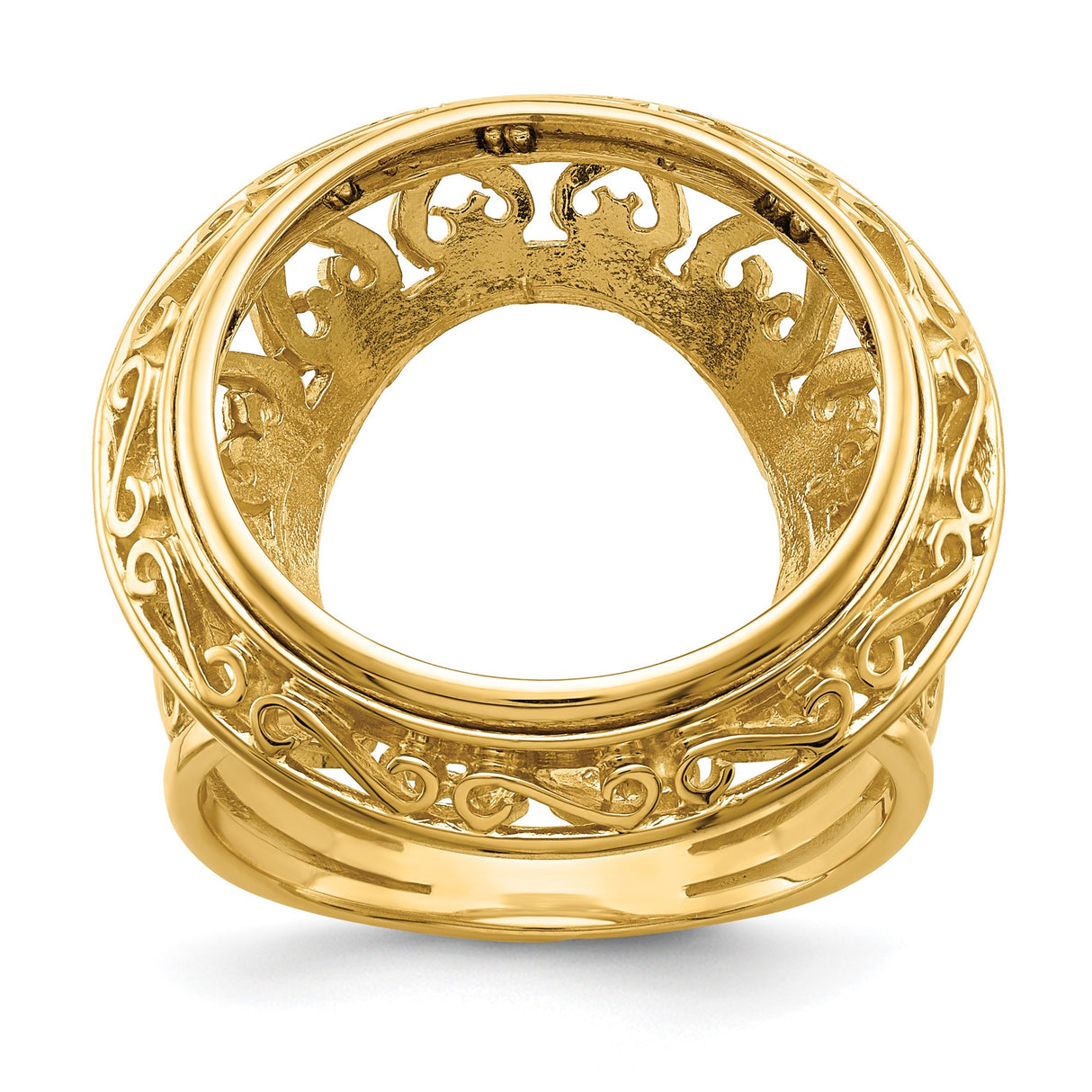 18 mm 14k Yellow Gold coin bezel ring for Chinese ¥50 Panda — additional image