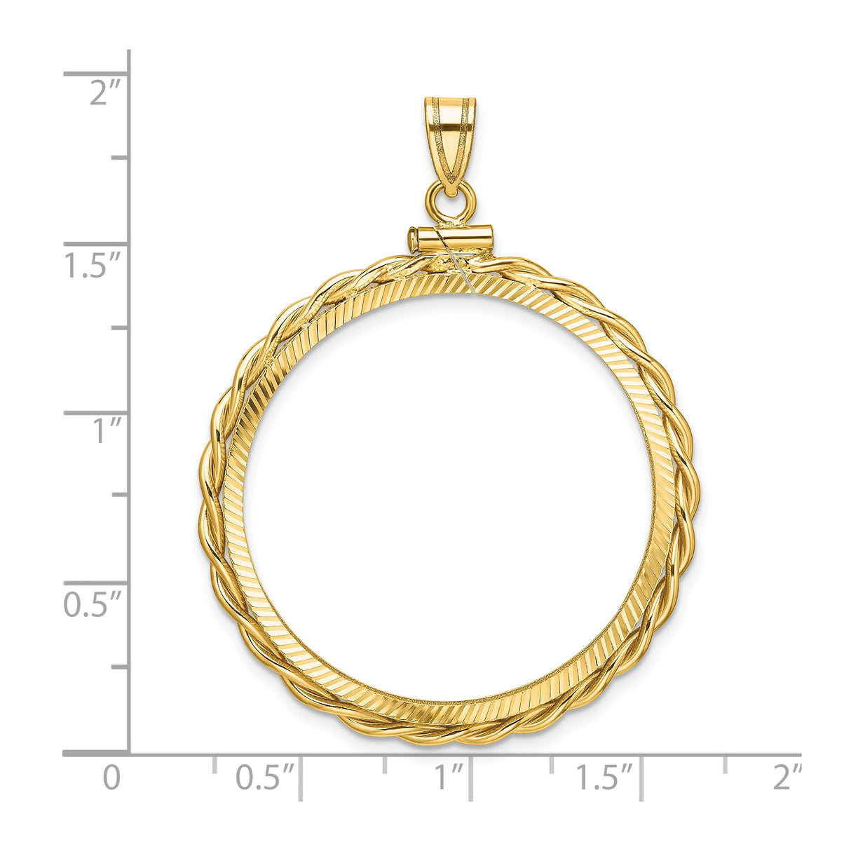32 mm 14k Yellow Gold coin bezel for Chinese ¥500 Panda — size reference (ruler)
