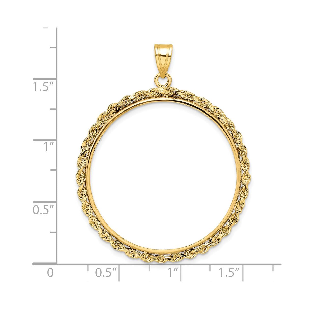 32 mm 14k Yellow Gold coin bezel for Chinese ¥500 Panda — size reference (ruler)