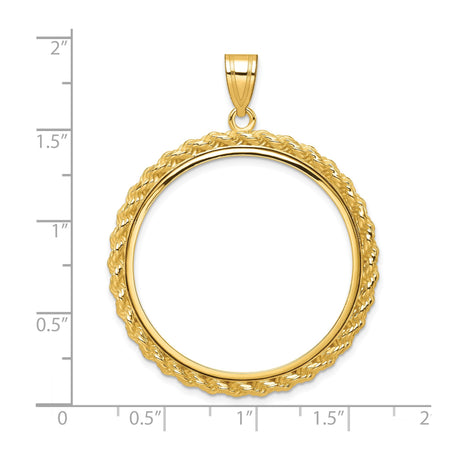 32 mm 14k Yellow Gold coin bezel for Chinese ¥500 Panda — size reference (ruler)