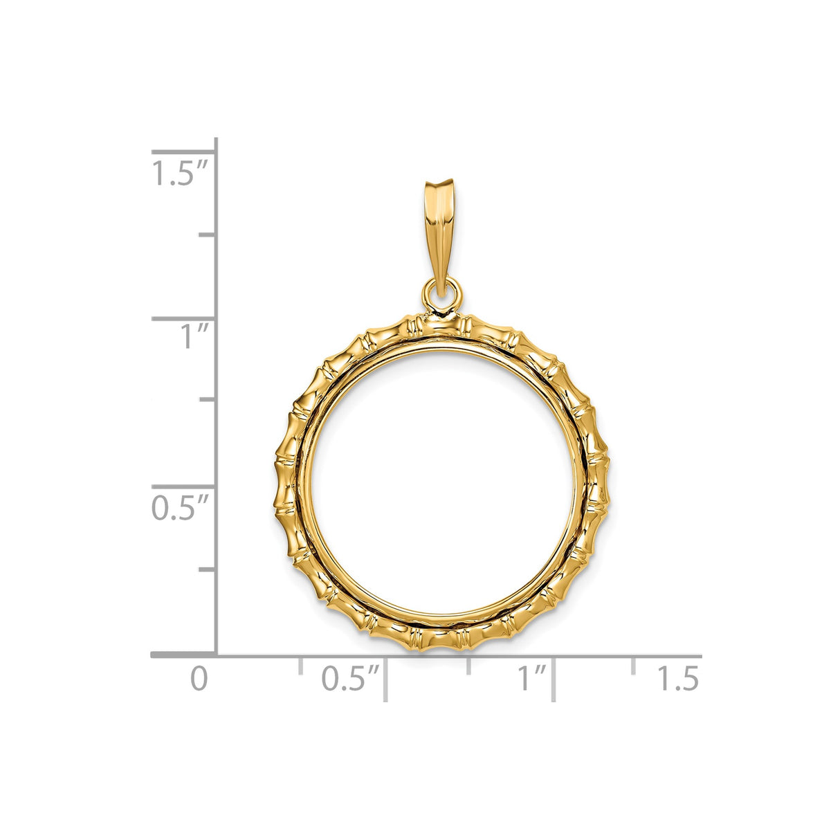 22 mm 14k Yellow Gold coin bezel for Chinese ¥100 Panda — size reference (ruler)
