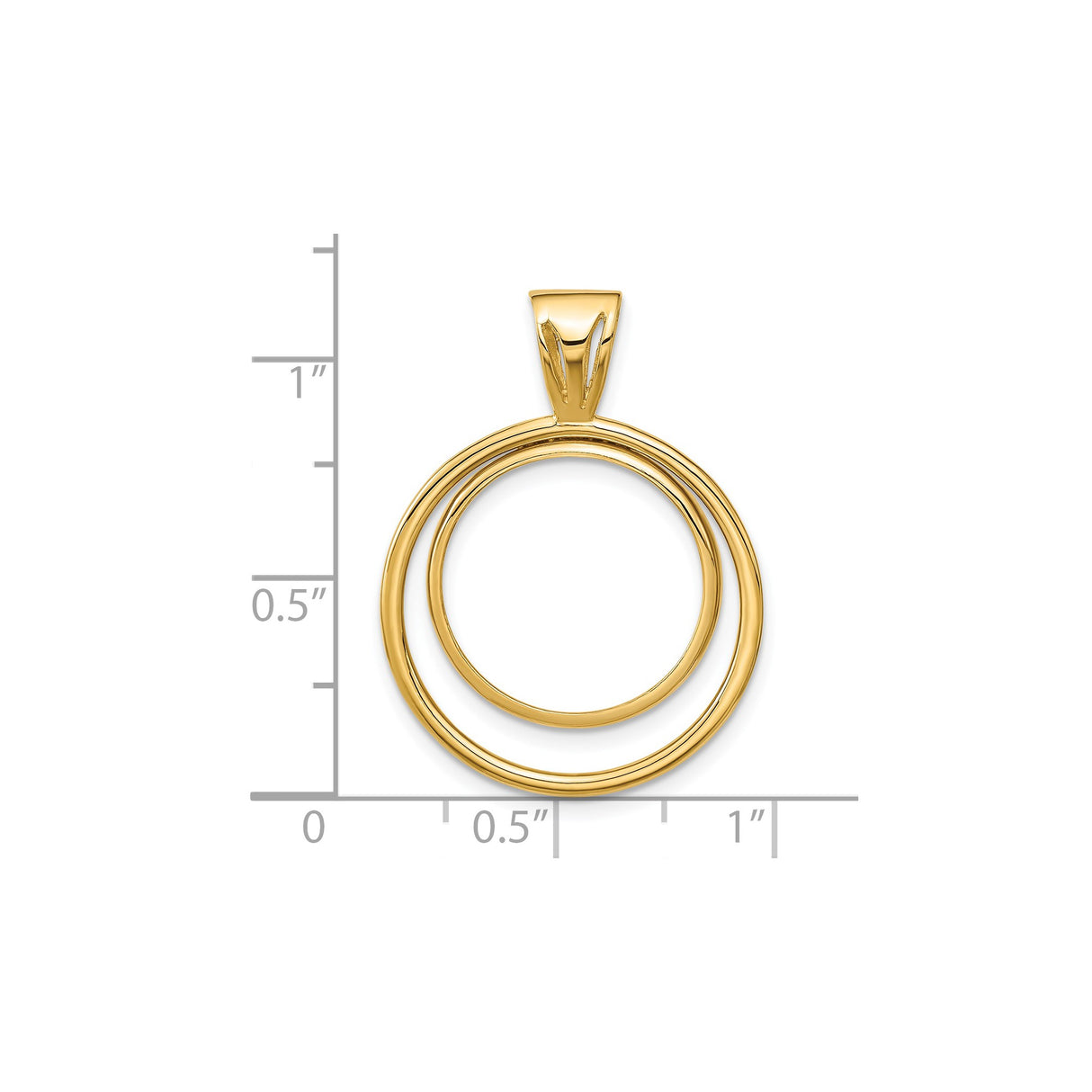 17 mm 14k Yellow Gold coin bezel for Isle of Man £0.5 Angel — size reference (ruler)