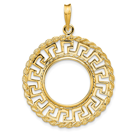 17 mm 14k Yellow Gold coin bezel for Isle of Man £0.5 Angel