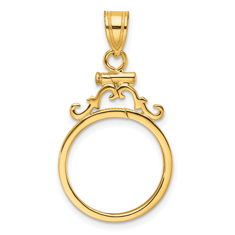 17 mm 14k Yellow Gold coin bezel for Isle of Man £0.5 Angel