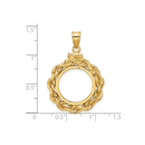 17 mm 14k Yellow Gold coin bezel for Isle of Man £0.5 Angel — size reference (ruler)