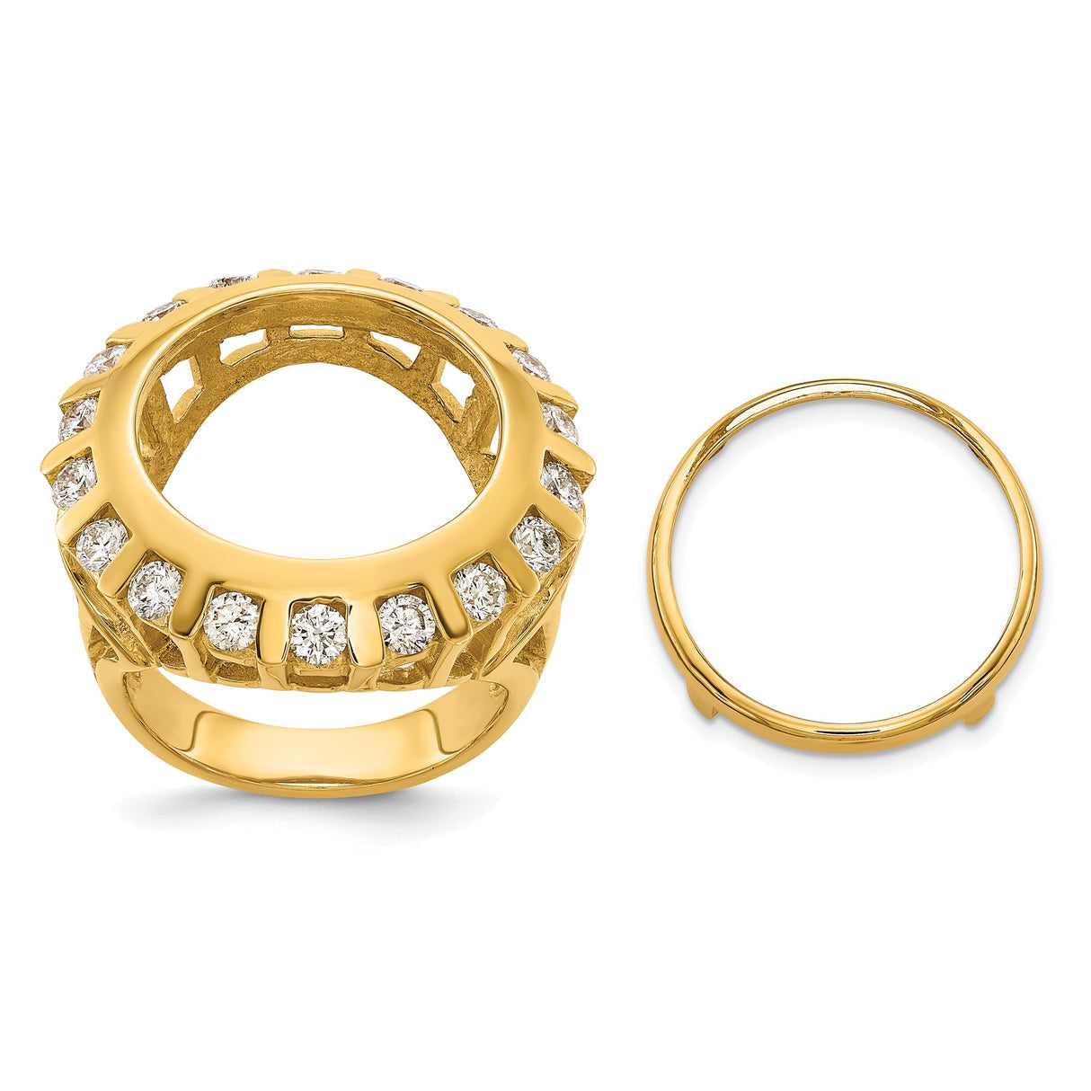 17 mm 14k Yellow Gold coin bezel ring for Isle of Man £0.5 Angel