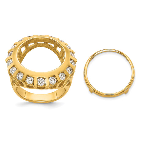 17 mm 14k Yellow Gold coin bezel ring for Isle of Man £0.5 Angel