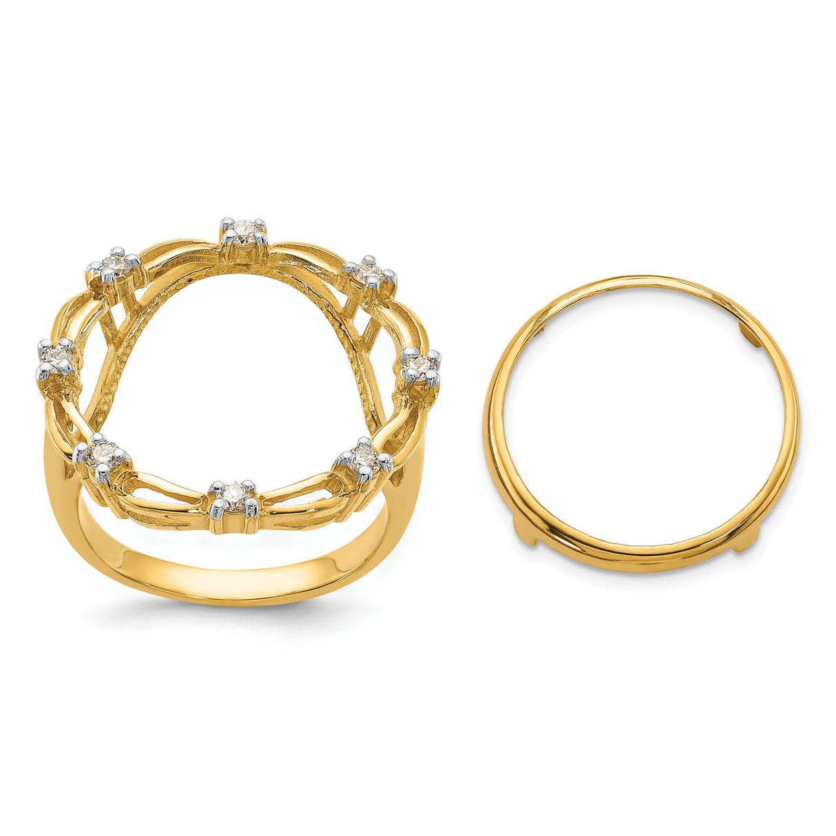 17 mm 14k Yellow Gold coin bezel ring for Isle of Man £0.5 Angel