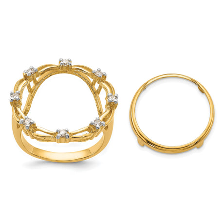 17 mm 14k Yellow Gold coin bezel ring for Isle of Man £0.5 Angel