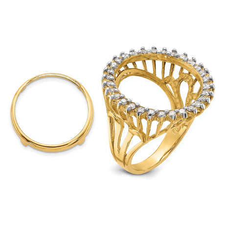 17 mm 14k Yellow Gold coin bezel ring for Isle of Man £0.5 Angel — additional image