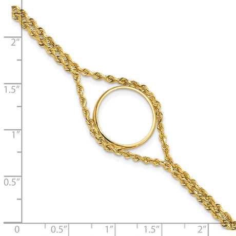 17 mm 14k Yellow Gold coin bezel bracelet for Isle of Man £0.5 Nobel — size reference (ruler)