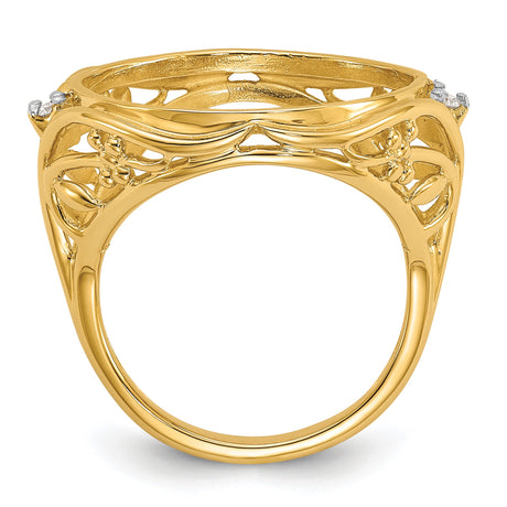 17 mm 14k Yellow Gold coin bezel ring for Isle of Man £0.5 Nobel — alternate view
