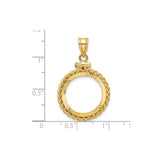 17 mm 14k Yellow Gold coin bezel for Isle of Man £0.5 Nobel — size reference (ruler)
