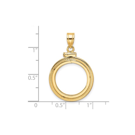 17 mm 14k Yellow Gold coin bezel for Isle of Man £0.5 Nobel — size reference (ruler)