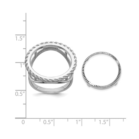 17 mm 14k White Gold coin bezel ring for Isle of Man £0.5 Nobel — size reference (ruler)