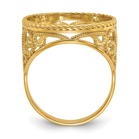 17 mm 14k Yellow Gold coin bezel ring for Isle of Man £0.5 Nobel — alternate view