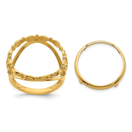 17 mm 14k Yellow Gold coin bezel ring for Isle of Man £0.5 Nobel