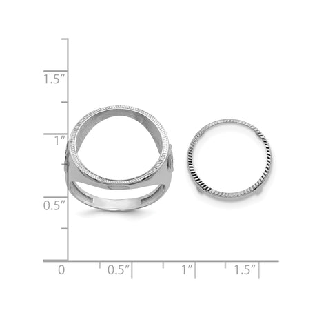 17 mm 14k White Gold coin bezel ring for Isle of Man £0.5 Nobel — size reference (ruler)