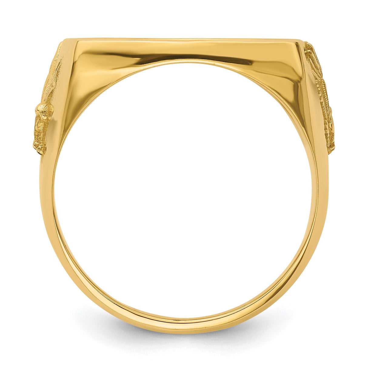 17 mm 14k Yellow Gold coin bezel ring for Isle of Man £0.5 Nobel — alternate view