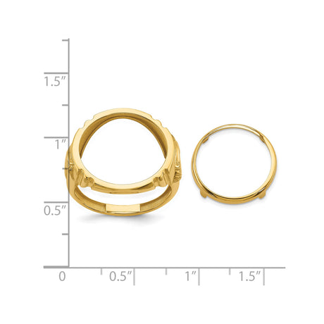 17 mm 14k Yellow Gold coin bezel ring for Isle of Man £0.5 Nobel — size reference (ruler)