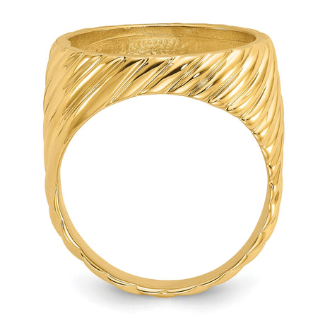 17 mm 14k Yellow Gold coin bezel ring for Isle of Man £0.5 Nobel — alternate view