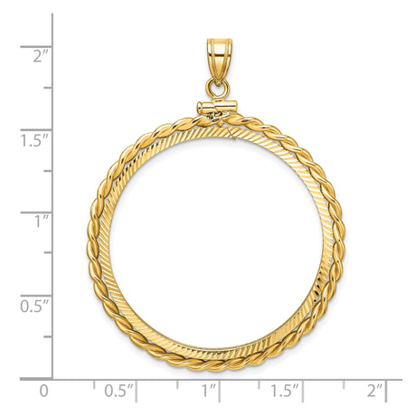 35 mm 14k Yellow Gold coin bezel for Mexican Libertad — size reference (ruler)