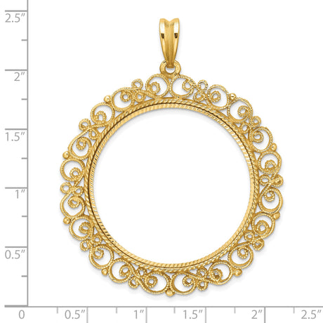 35 mm 14k Yellow Gold coin bezel for Mexican Libertad — size reference (ruler)