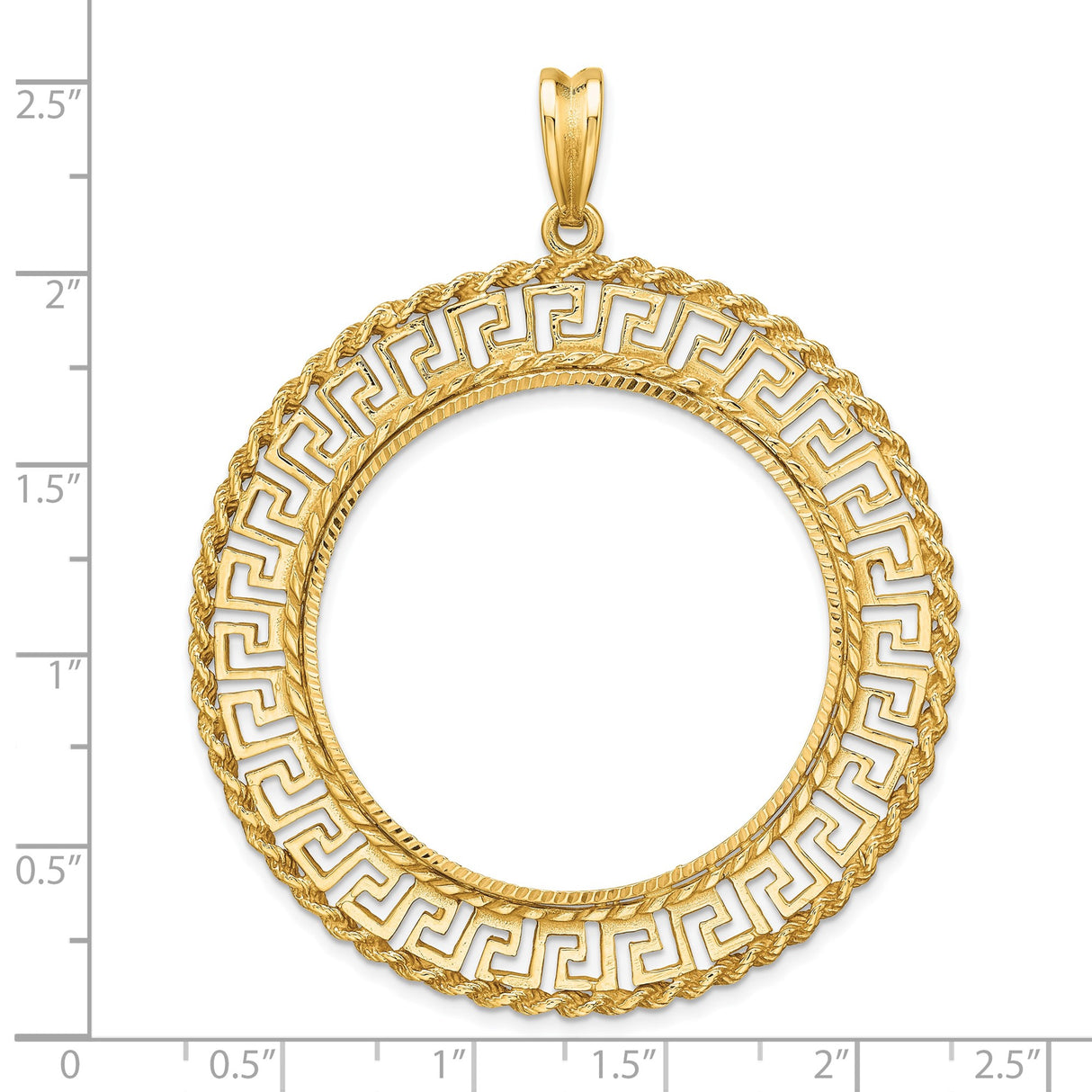 35 mm 14k Yellow Gold coin bezel for Mexican Libertad — size reference (ruler)