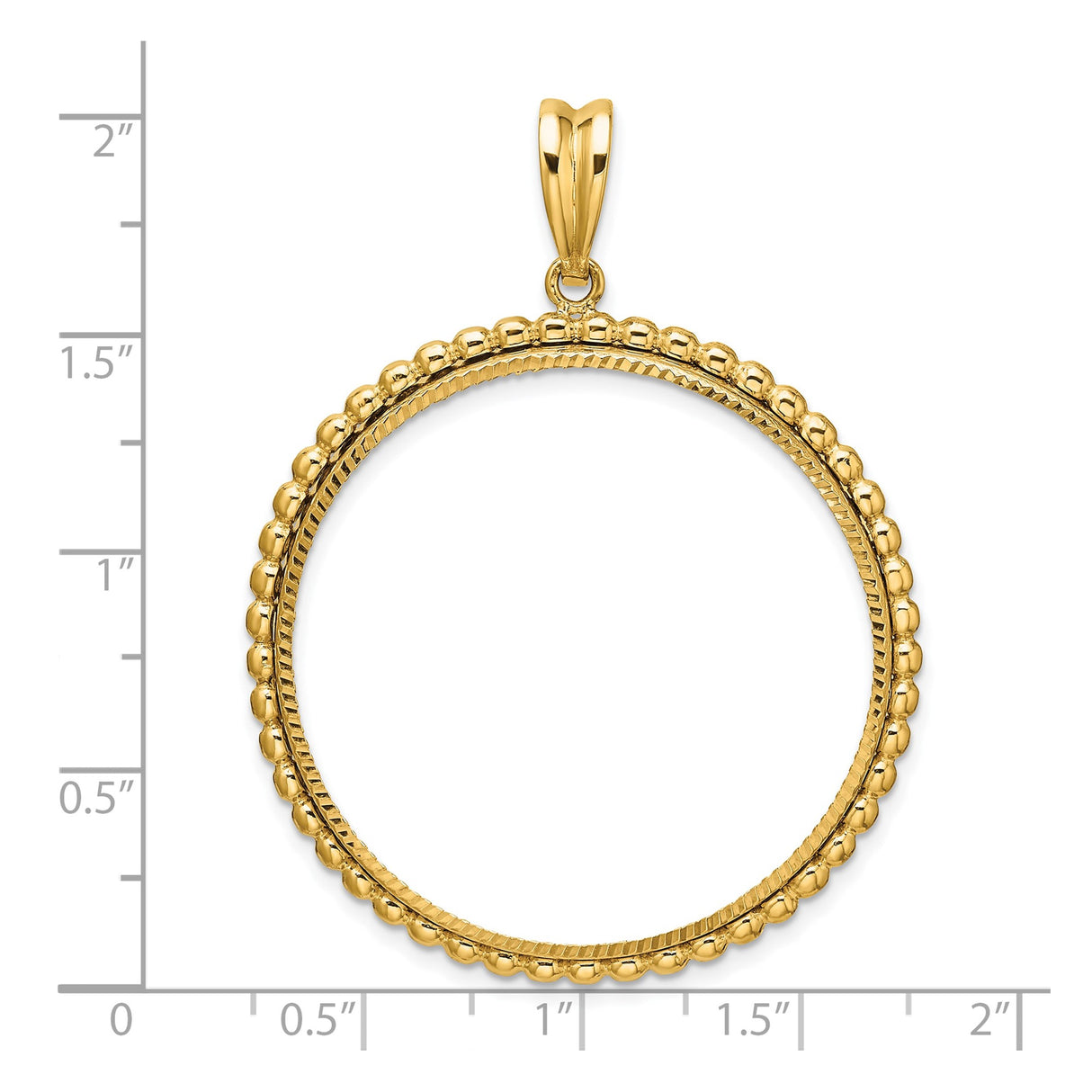 35 mm 14k Yellow Gold coin bezel for Mexican Libertad — size reference (ruler)