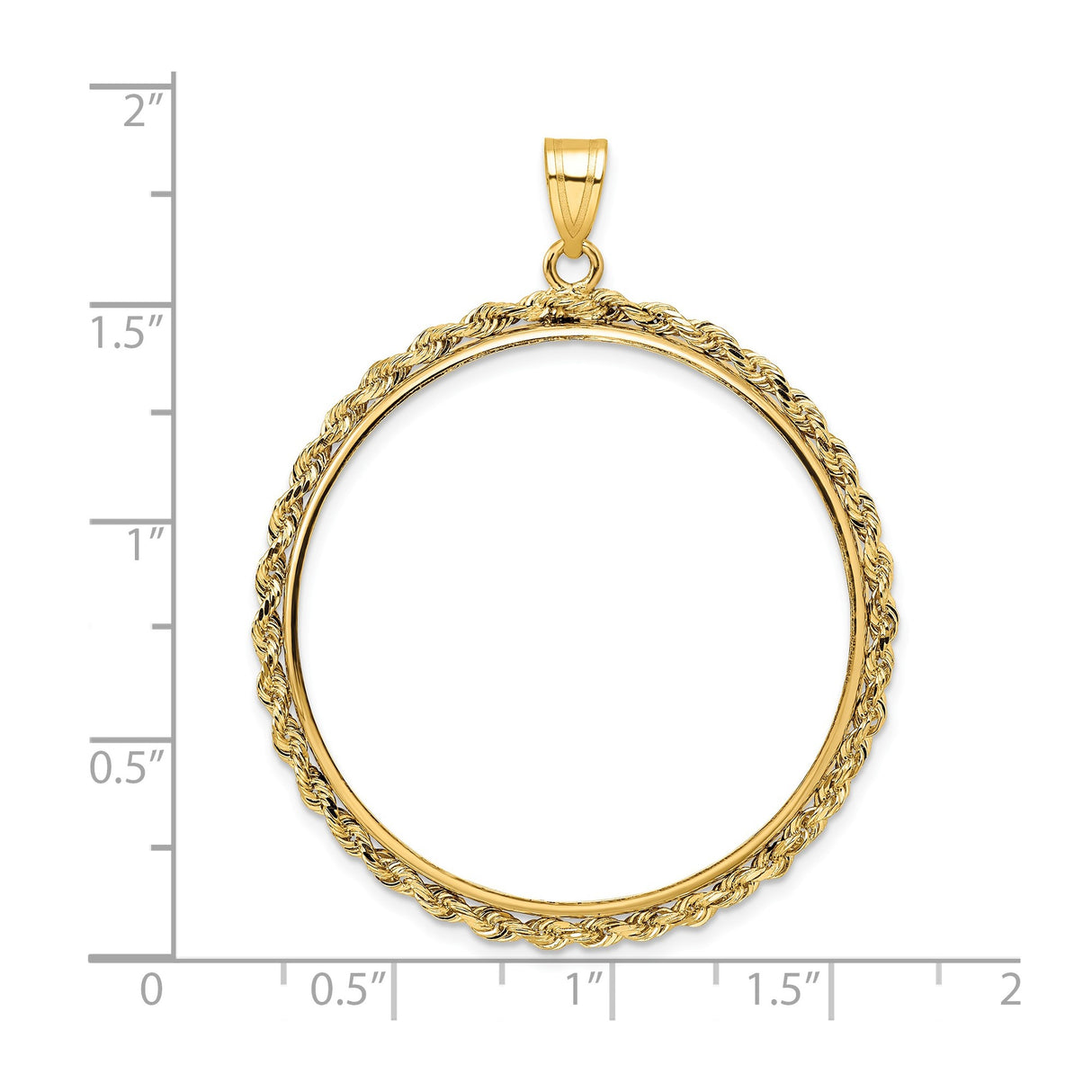 35 mm 14k Yellow Gold coin bezel for Mexican Libertad — size reference (ruler)