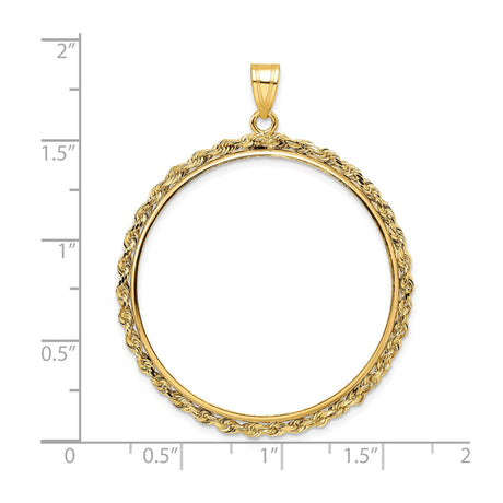35 mm 14k Yellow Gold coin bezel for Mexican Libertad — size reference (ruler)