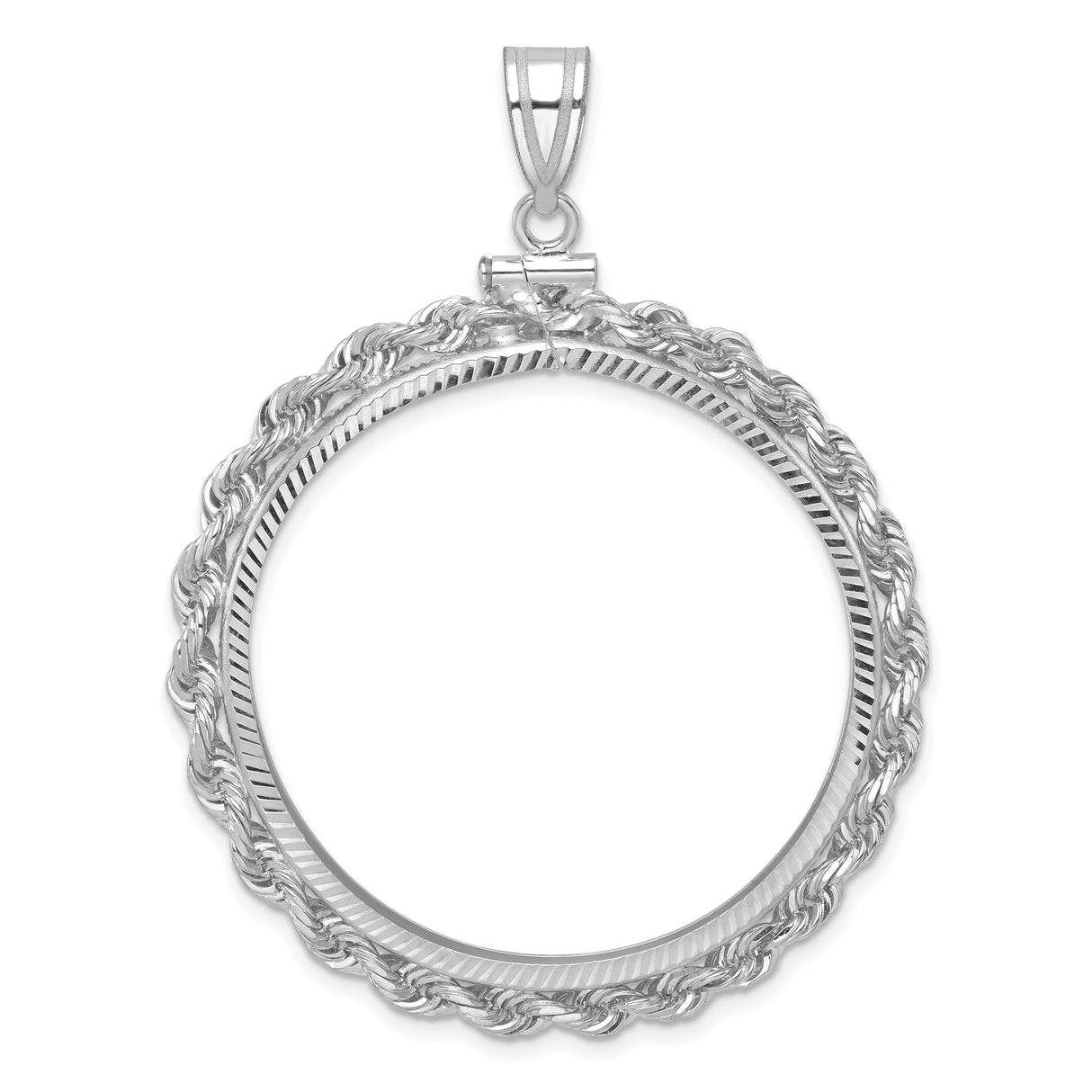 35 mm 14k White Gold coin bezel for Mexican Libertad