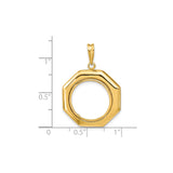 16 mm 14k Yellow Gold coin bezel for Mexican Libertad — size reference (ruler)